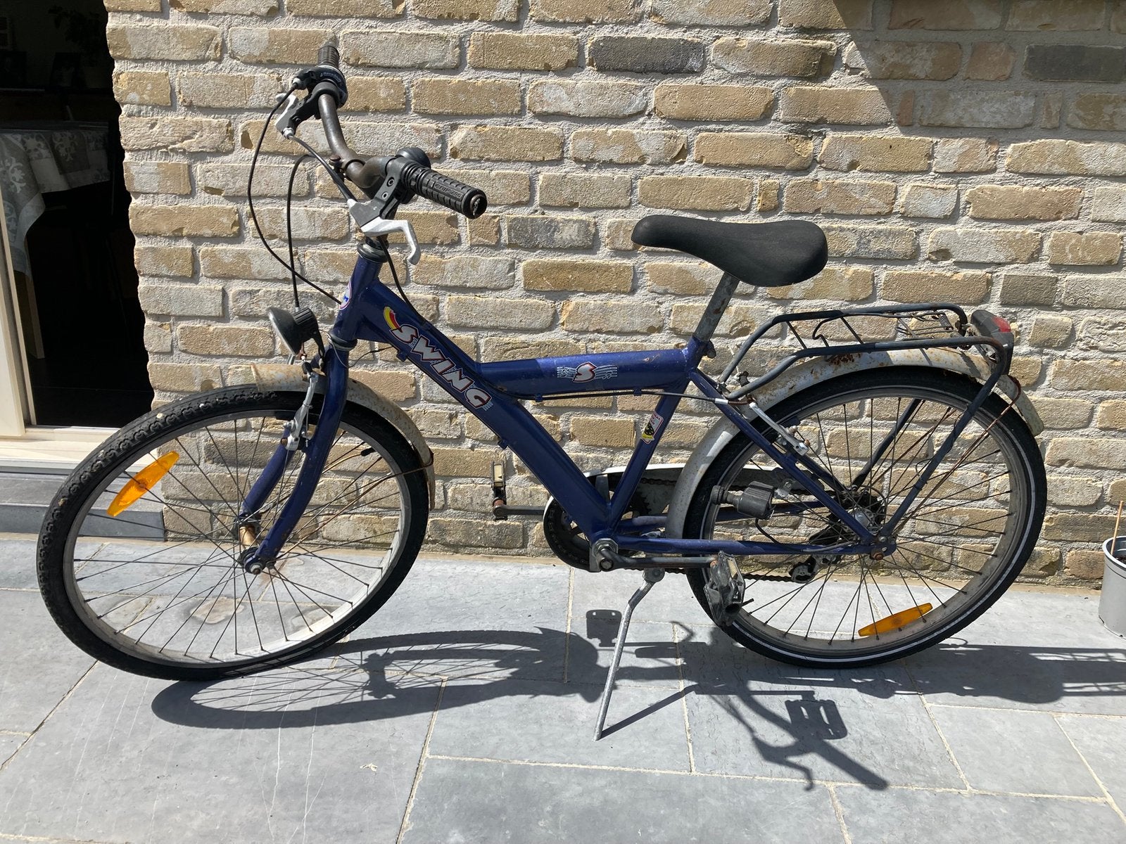 Blauwe  kinderfiets 24 inch, Ophalen, Gebruikt, 24 inch, Handrem