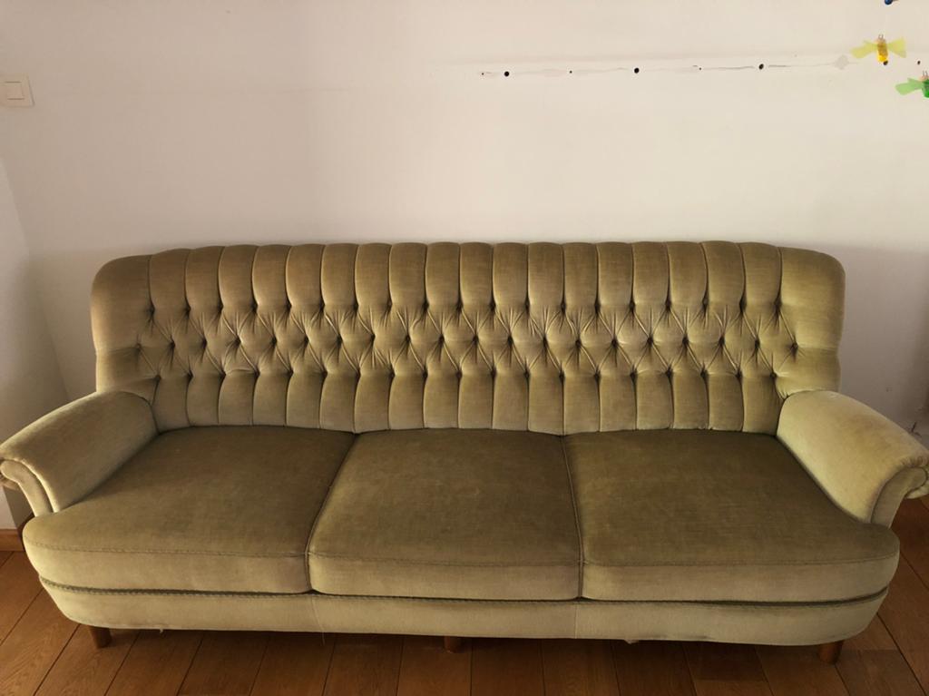 Canapé vintage et son fauteuil, Maison & Meubles, Canapés | Salons, Utilisé, Banc droit, Trois personnes, 200 à 250 cm, 75 à 100 cm