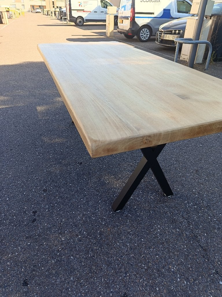 Table à manger en chêne massif, 150 à 200 cm, Cinq personnes ou plus, Comme neuf, Contemporain