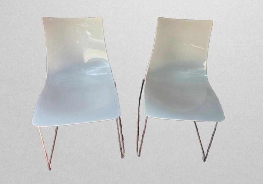 Set van 2 moderne designstoelen, Maison & Meubles, Chaises, Enlèvement, Blanc, Synthétique