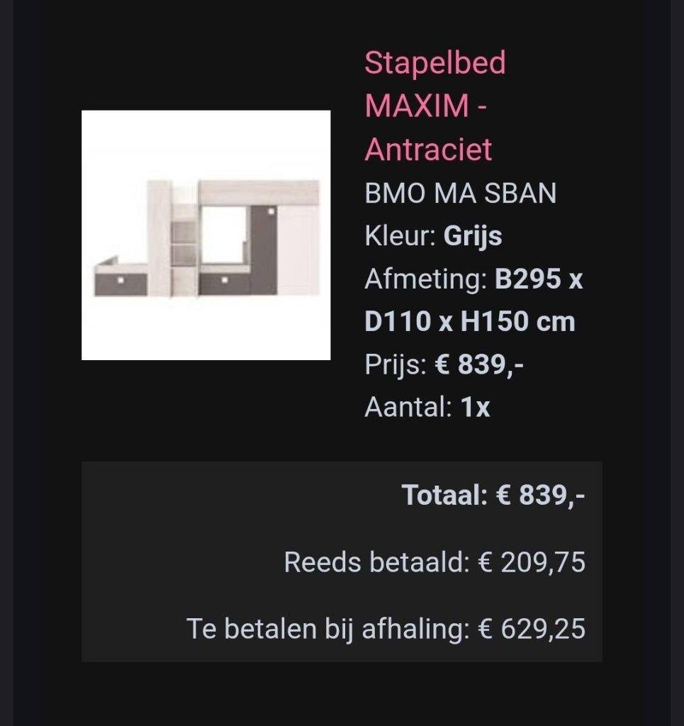 Stapelbed antraciet DEBA, Enlèvement, Utilisé, Lits superposés