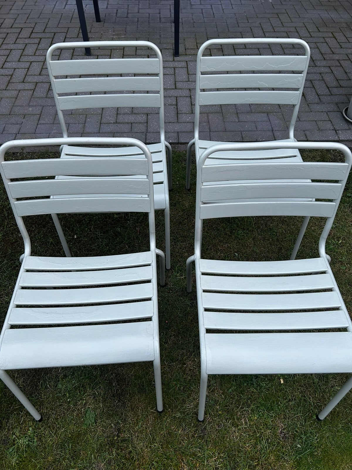 Tuinstoelen (4 stuks), Tuin en Terras, Ophalen, Gebruikt, Metaal, Stapelbaar