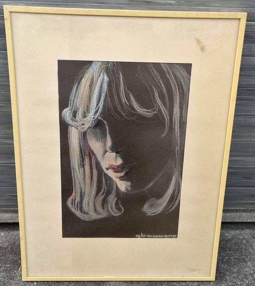Pastel femme signe g bauwens, Antiek en Kunst, Ophalen of Verzenden