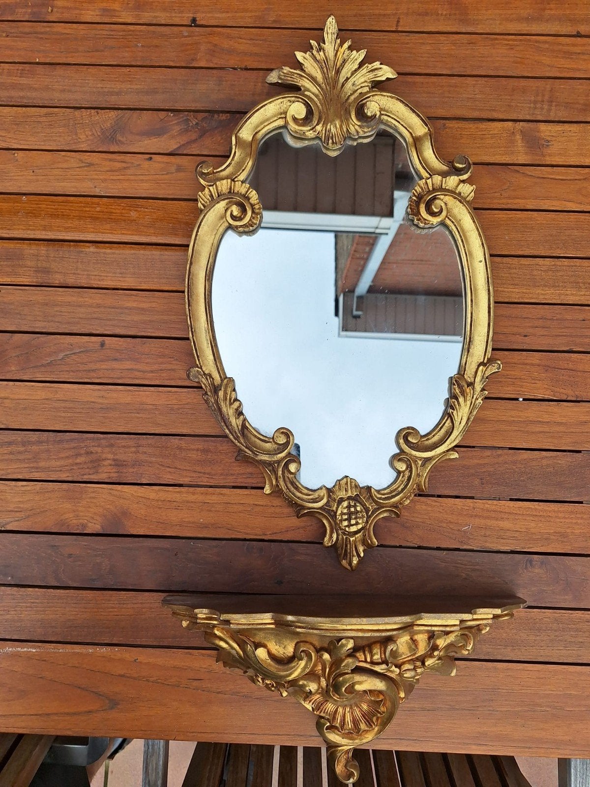 Miroir vintage élégant avec console murale assortie, Enlèvement, Autres formes