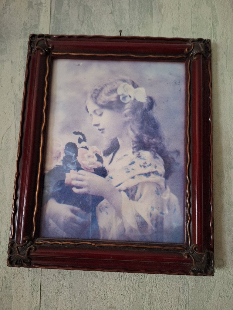 Cadre photo vintage marron et doré, Avec verre, Comme neuf, Enlèvement, Marron