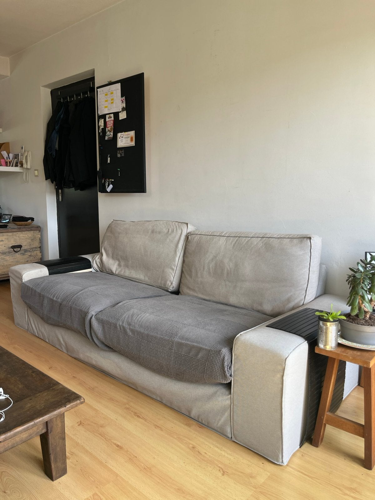 KIVIK 3-zitsbank, Tibbleby beige/grijs, Ophalen, Gebruikt, Stof