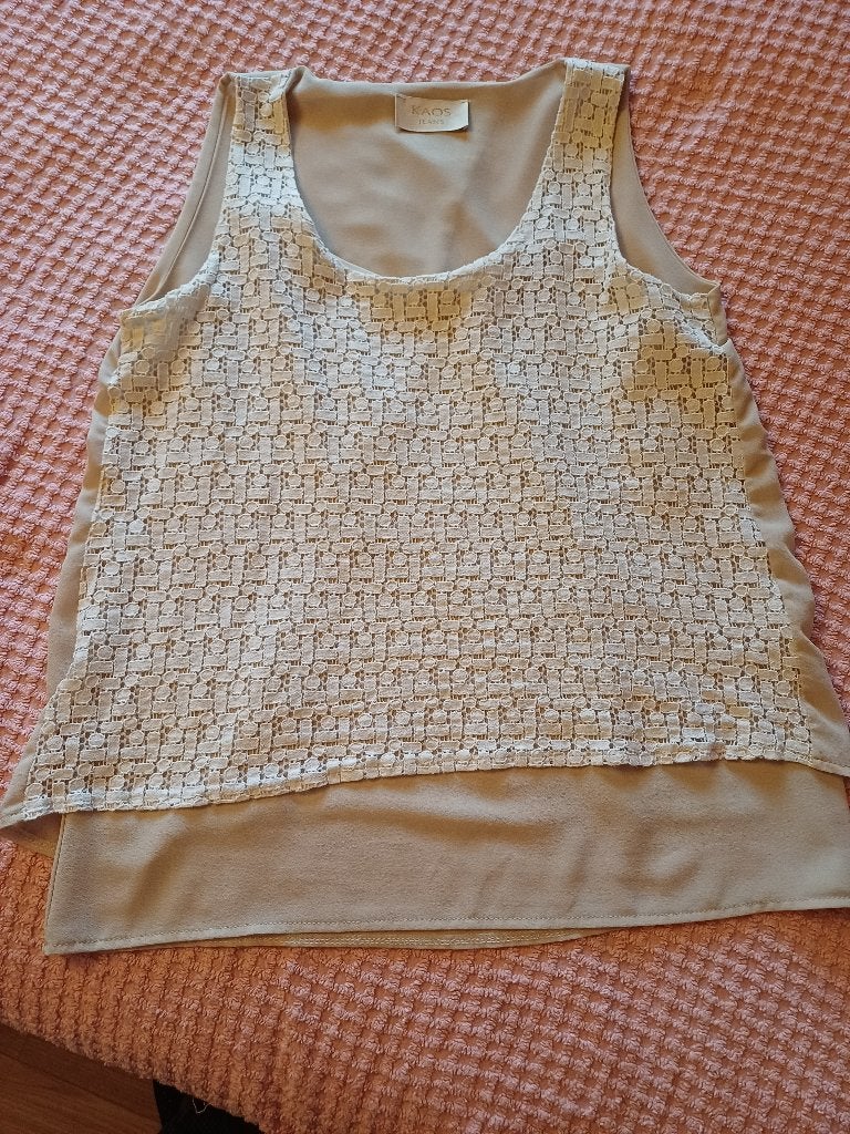 Blouse bi-matière Kaos Jeans, Enlèvement ou Envoi, Porté, Taille 38/40 (M), Beige