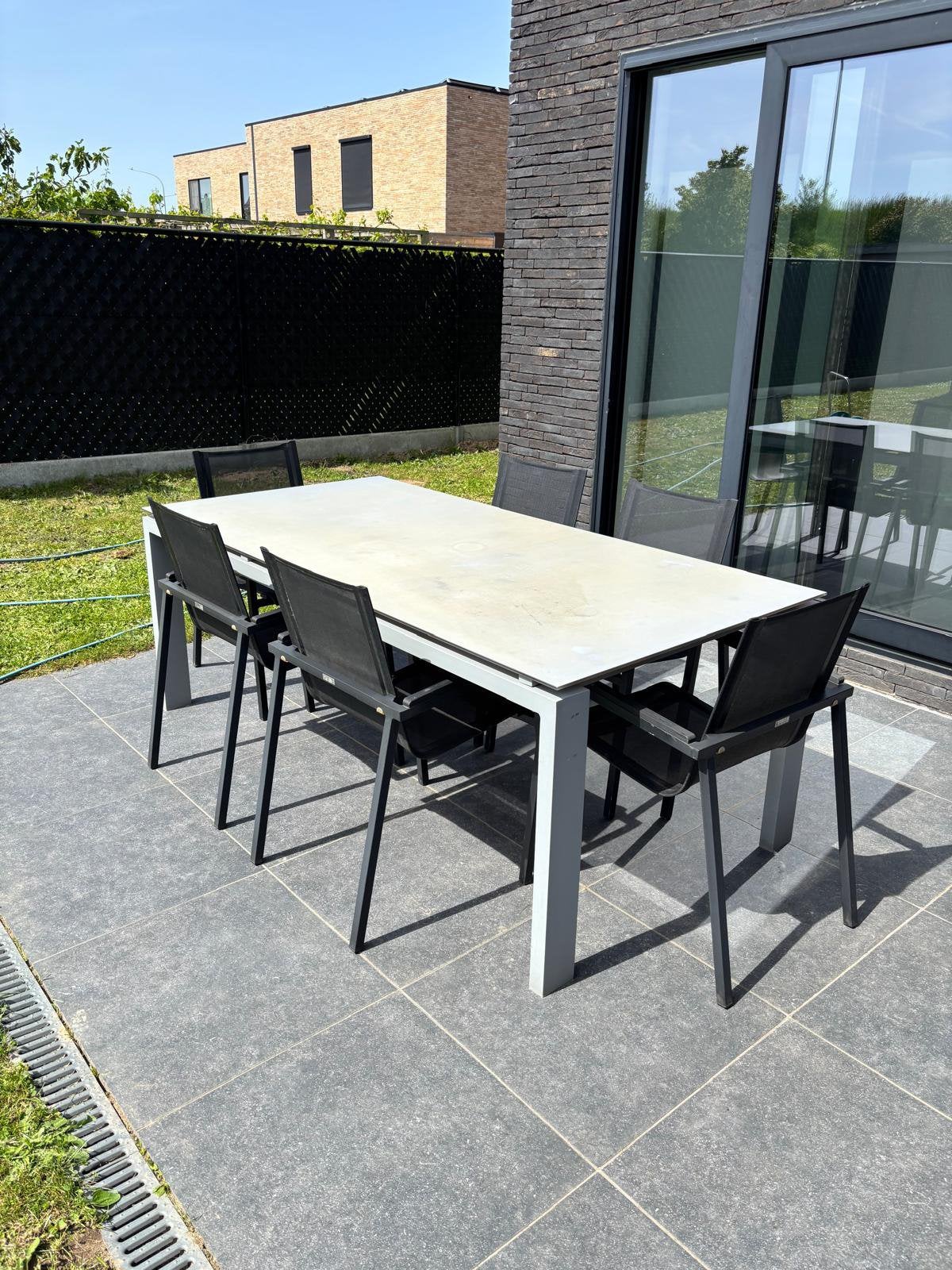 Tuintafel met 6 stoelen, Ophalen, Overige materialen, Gebruikt, Eettafel