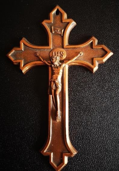 Crucifix en cuivre 26 cm, Antiquités & Art, Enlèvement ou Envoi