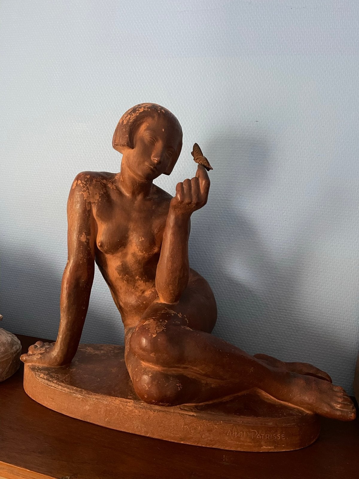 Sculptuur Vrouw met vlinder, 50 - 100 cm, Overige materialen, Vrouw, Ophalen