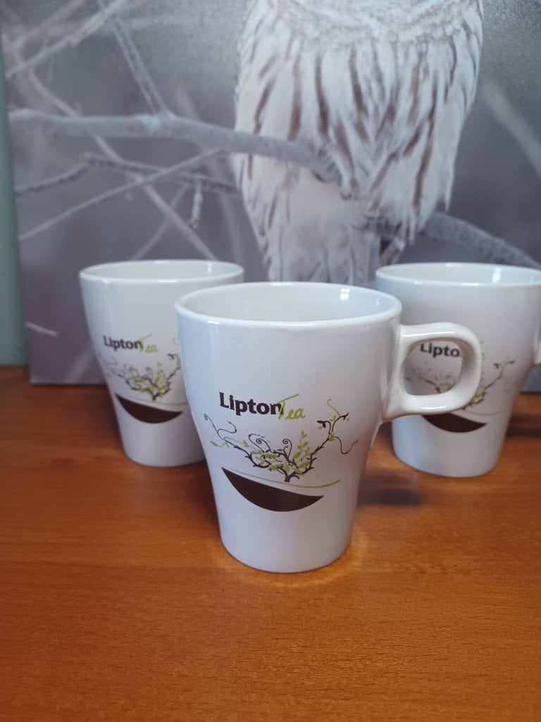 Ensemble de 3 tasses à thé Lipton à motifs botaniques, Neuf, Enlèvement ou Envoi, Autres styles, Porcelaine