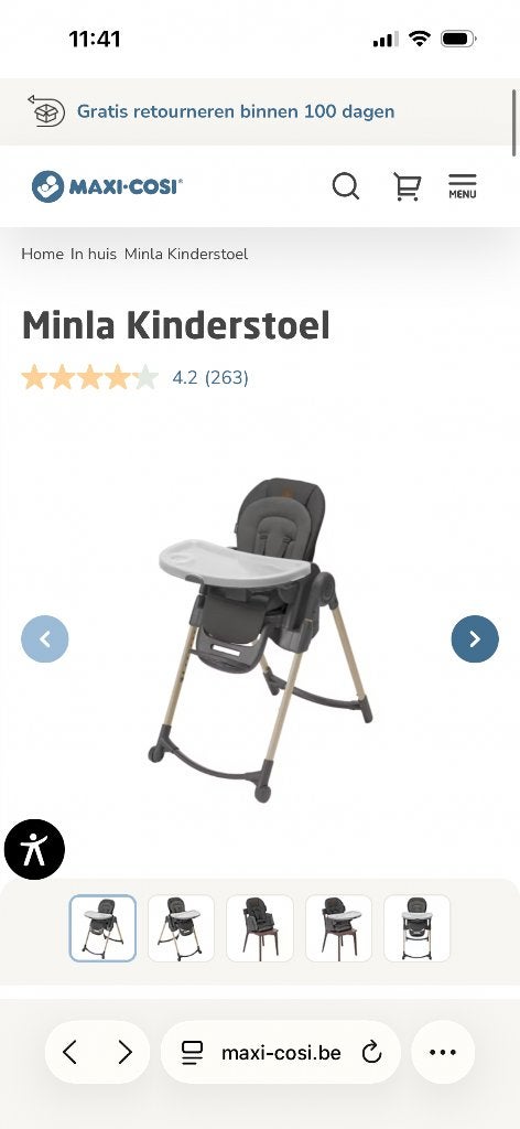 Eetstoel maxi-Cosi Minla, Ophalen, Gebruikt, Meegroeistoel, Aanschuifbaar