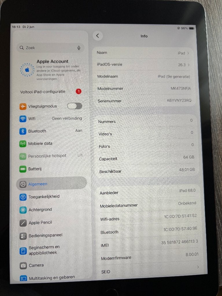 iPad 9e generatie – 64GB – WiFi + Cellular, Computers en Software, Apple iPads, Gebruikt, Apple iPad, Wi-Fi en Mobiel internet