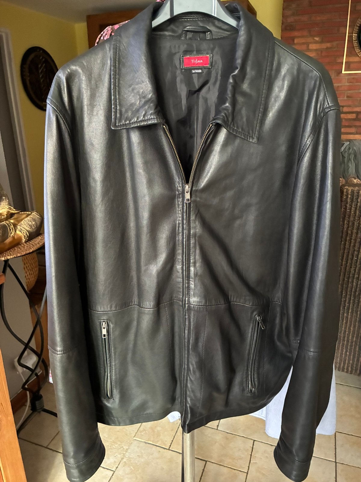 Veste véritable cuir, Enlèvement, Comme neuf, Noir