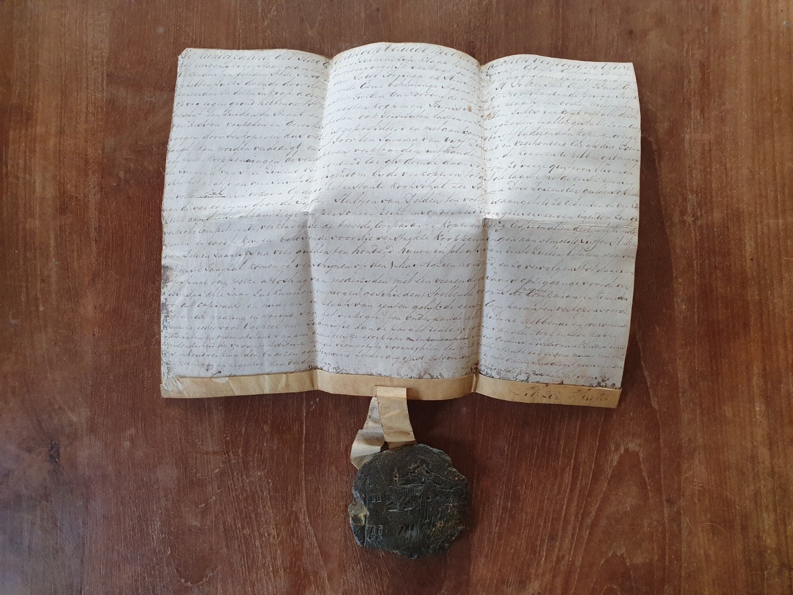 perkament manuscript met zegel, Antiek en Kunst, Ophalen of Verzenden