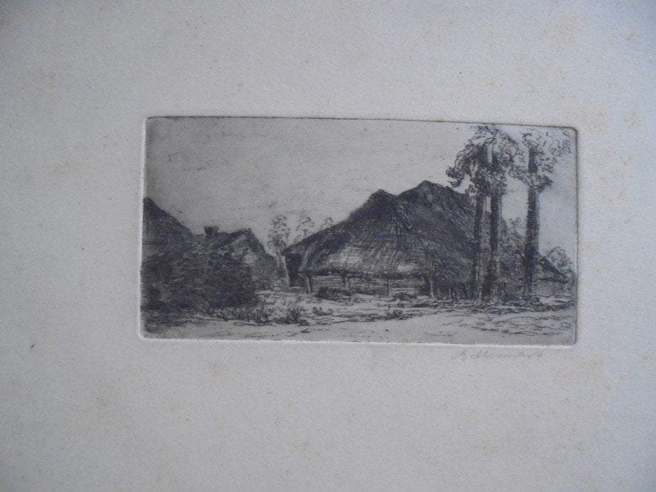Frans Bellemans  1916  Ets   Kempische Hoeve, Ophalen of Verzenden, Ets, Gesigneerd