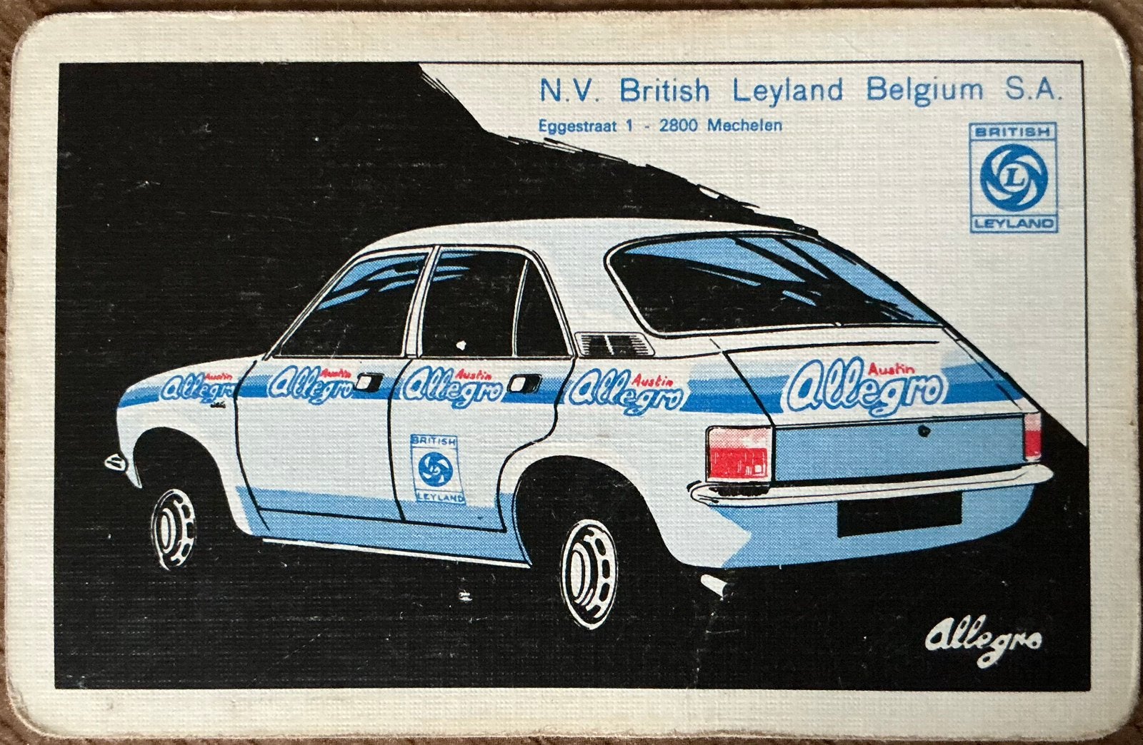Carte à jouer AUSTIN ALLEGRO/BRITISH LEYLAND/BELGIQUE, Enlèvement ou Envoi, Comme neuf, Carte(s) à jouer