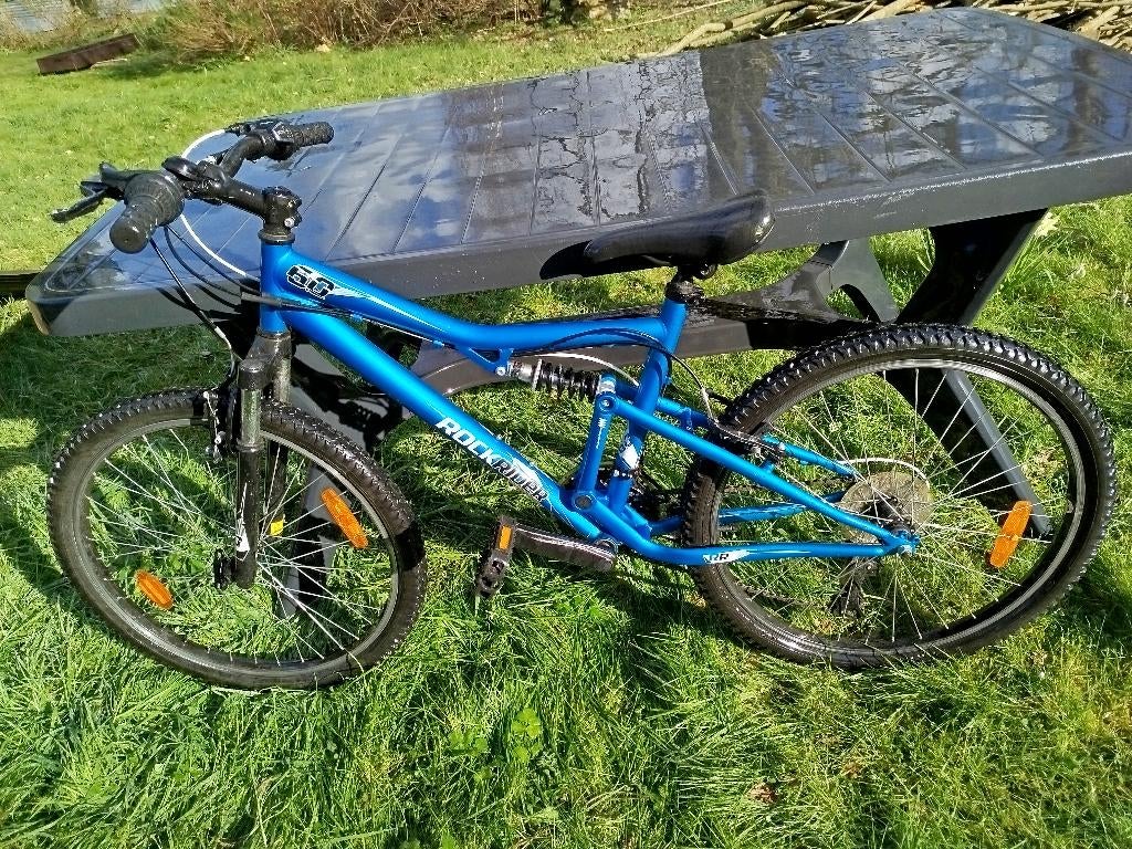 Vélo VTT full suspendu rockrider bleu 9-12 ans, Autres marques, Frein sur jante, Comme neuf, Enlèvement