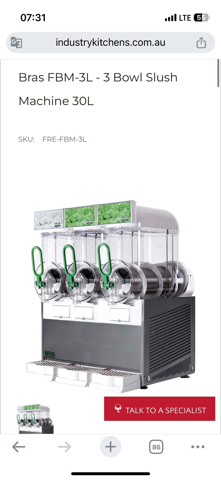 Vend machine professionnel granita Bras, Articles professionnels, Enlèvement, Refroidissement et Congélation