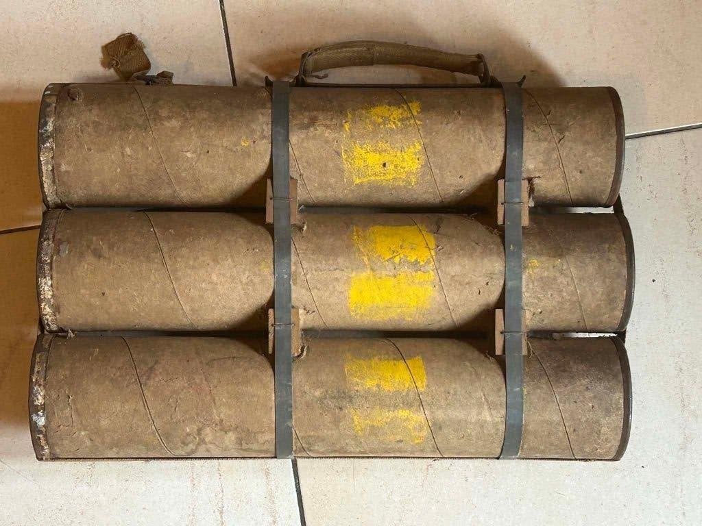 WWII - container anglais (canadien) pour mortier de 3 inch, Ophalen of Verzenden, Overige soorten, Overige typen
