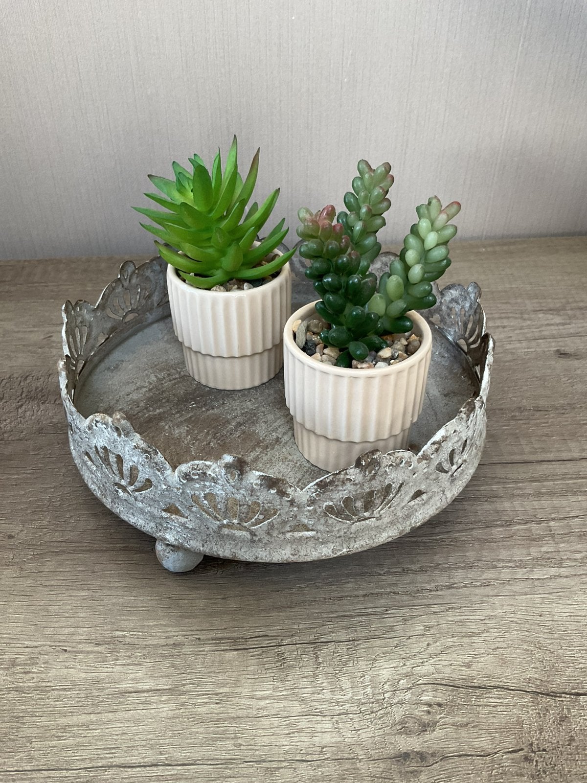 Metalen schaal zonder bloemen, Huis en Inrichting, Gebruikt, Schaal, Rond, Ophalen of Verzenden