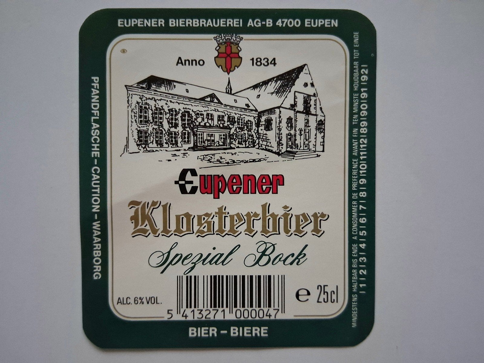 bieretiket Belgie Eupener Bierbrauerei Eupen : Klosterbier, Collections, Envoi, Utilisé, Autres types, Autres marques