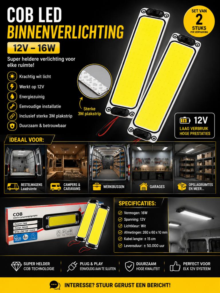 Éclairage intérieur LED COB 12V, Autos : Divers, Accessoires de voiture, Enlèvement ou Envoi, Neuf