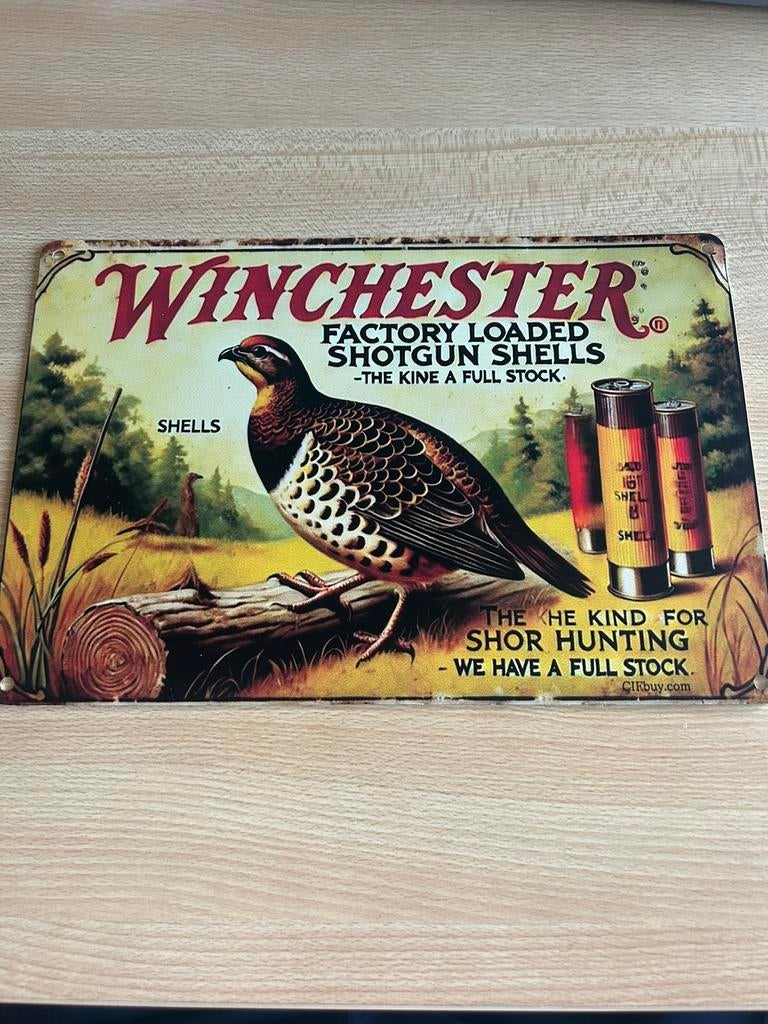 Winchester vintage reclamebord, Verzamelen, Ophalen, Zo goed als nieuw, Reclamebord