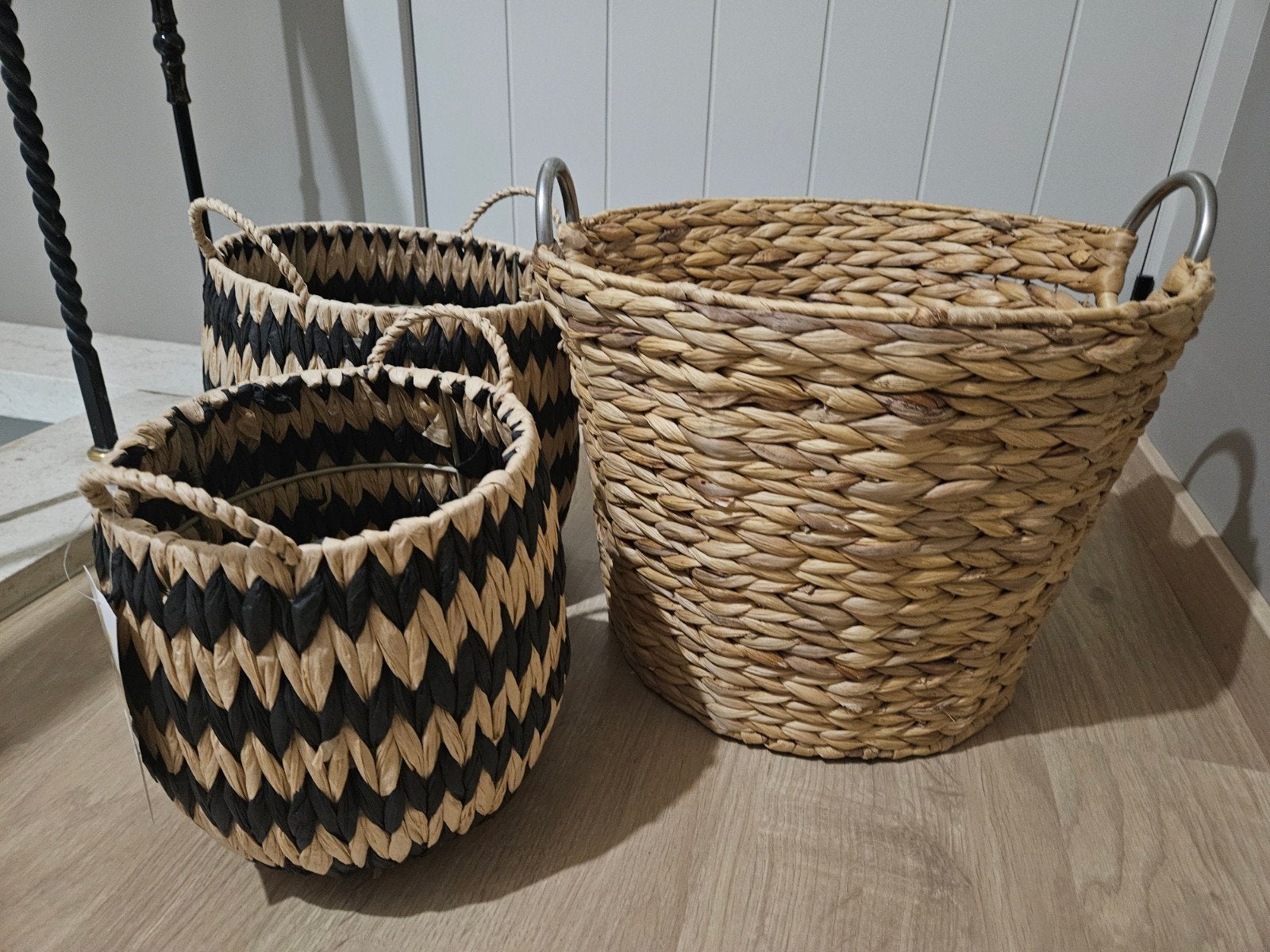3 decoratieve gevlochten opbergmanden, Rond, Comme neuf, Enlèvement, Panier