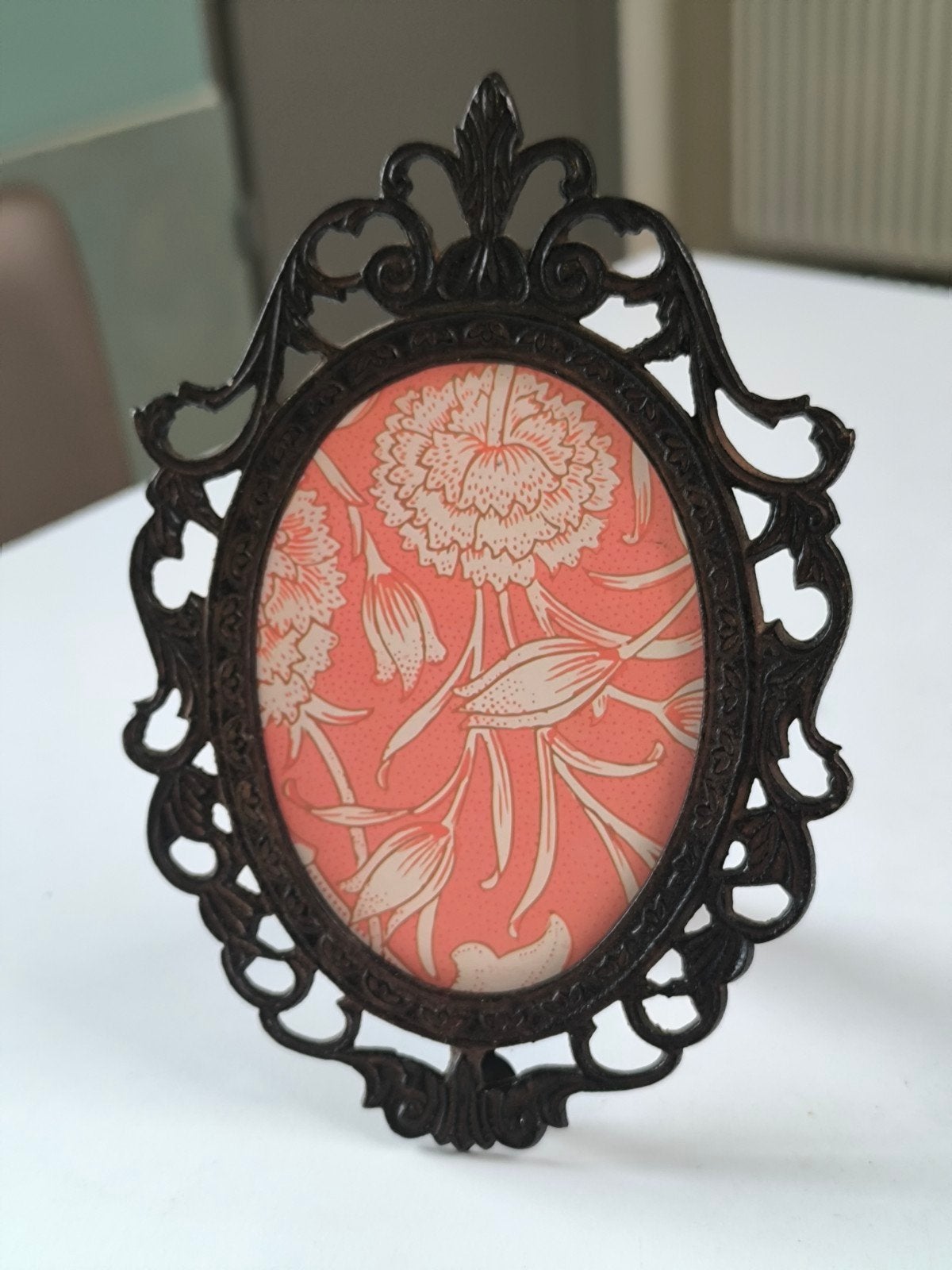 Ovale metalen fotolijst, Enlèvement ou Envoi, Verre, Cadre photo