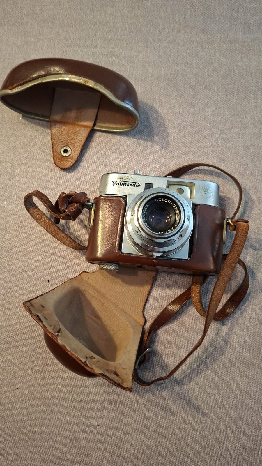 Authentiek fototoestel met hoes, Audio, Tv en Foto, Ophalen, Gebruikt, Overige Merken