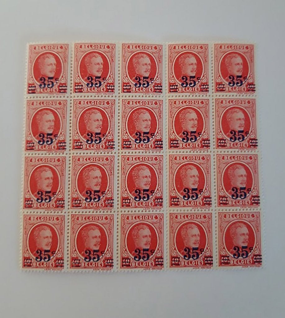 1927 Albert 1 blok 20 zegels OPB247 Houyoux met opdruk - MNH, Sans timbre, Neuf, Non oblitéré, Chefs d'Etat