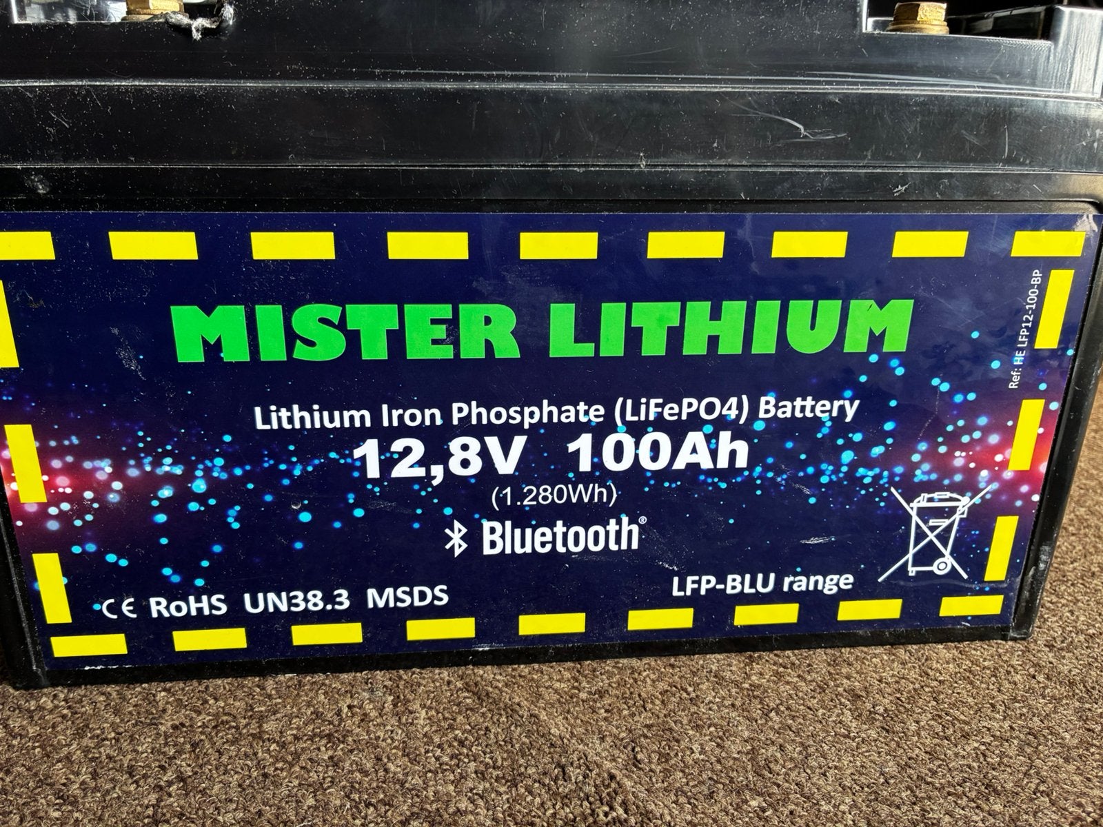 Lifepo4 batterij 12V 100Ah Bluetooth, Ophalen, Gebruikt