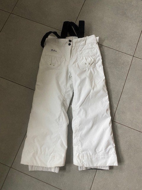 Witte skibroek met bretellen maat 8 jaar nieuwstaat, Ophalen of Verzenden, Zo goed als nieuw, Kleding