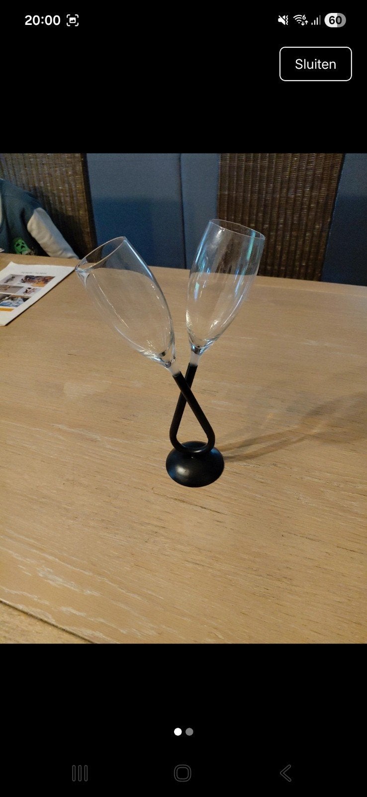 2 champagne glazen op voet, Verzamelen, Glas en Drinkglazen, Ophalen of Verzenden, Zo goed als nieuw, Overige typen