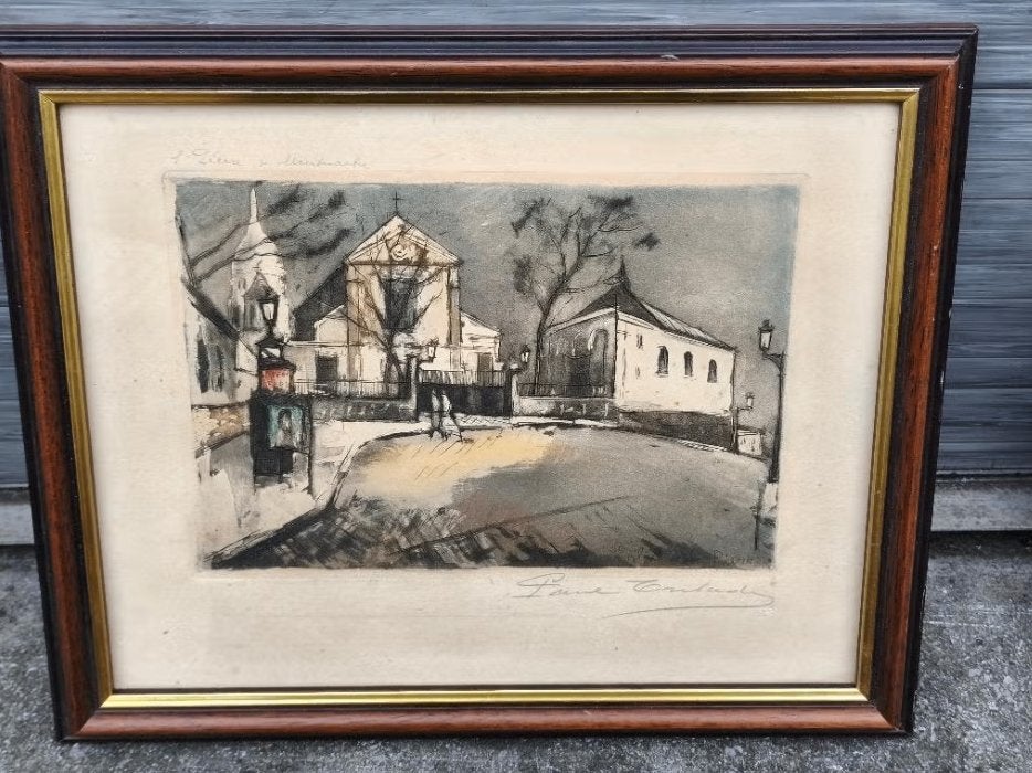 Gravure Montmartre signe, Ophalen of Verzenden, Gravure