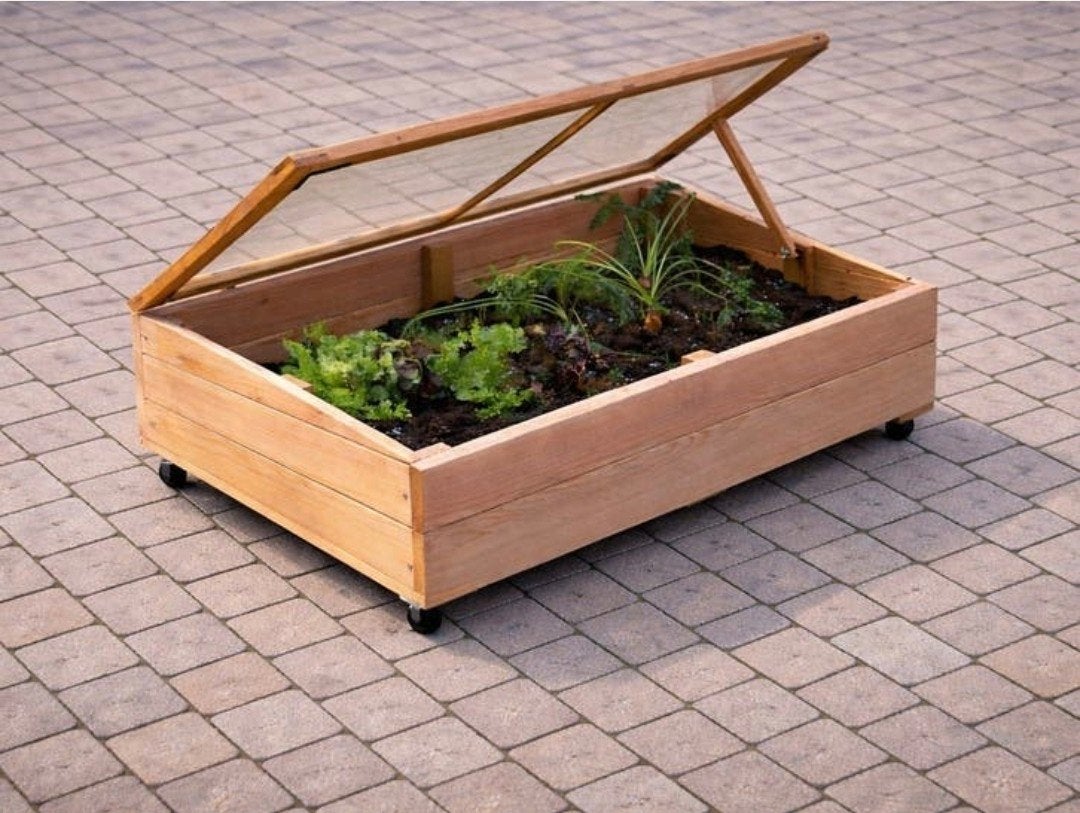 Woodvision || Bac de potager avec couvercle et roulettes ||, Enlèvement ou Envoi