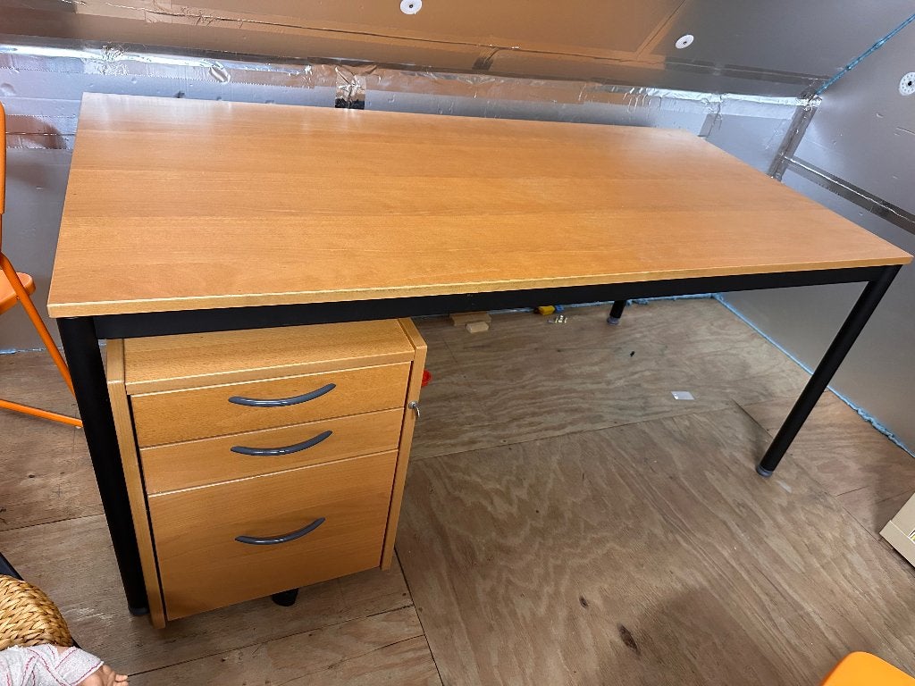 bureau in fineer, met bijpassende ladenblok, Maison & Meubles, Bureaux, Enlèvement, Bureau-armoire combiné, Démontable, 80 cm