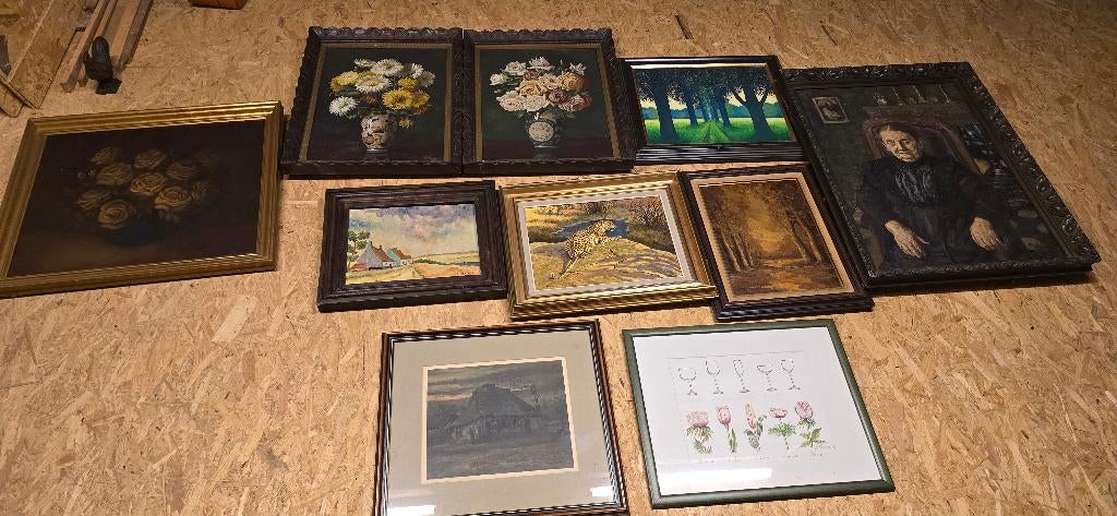 Grand lot de 10 tableau peinture et reproduction, Enlèvement
