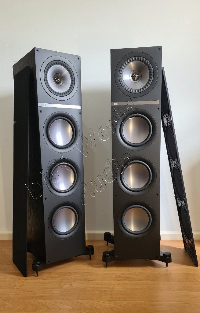 KEF Q700 en élégant frêne noir, Enlèvement ou Envoi, Bass-reflex, Comme neuf, 150 watts ou plus