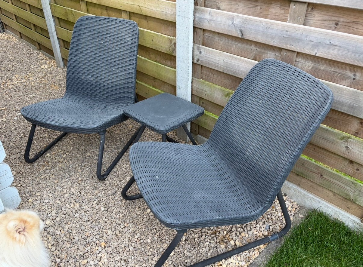 Wicker tuinset 2 personen balkonset, Gebruikt, Bijzettafel, Wicker, Tuinset