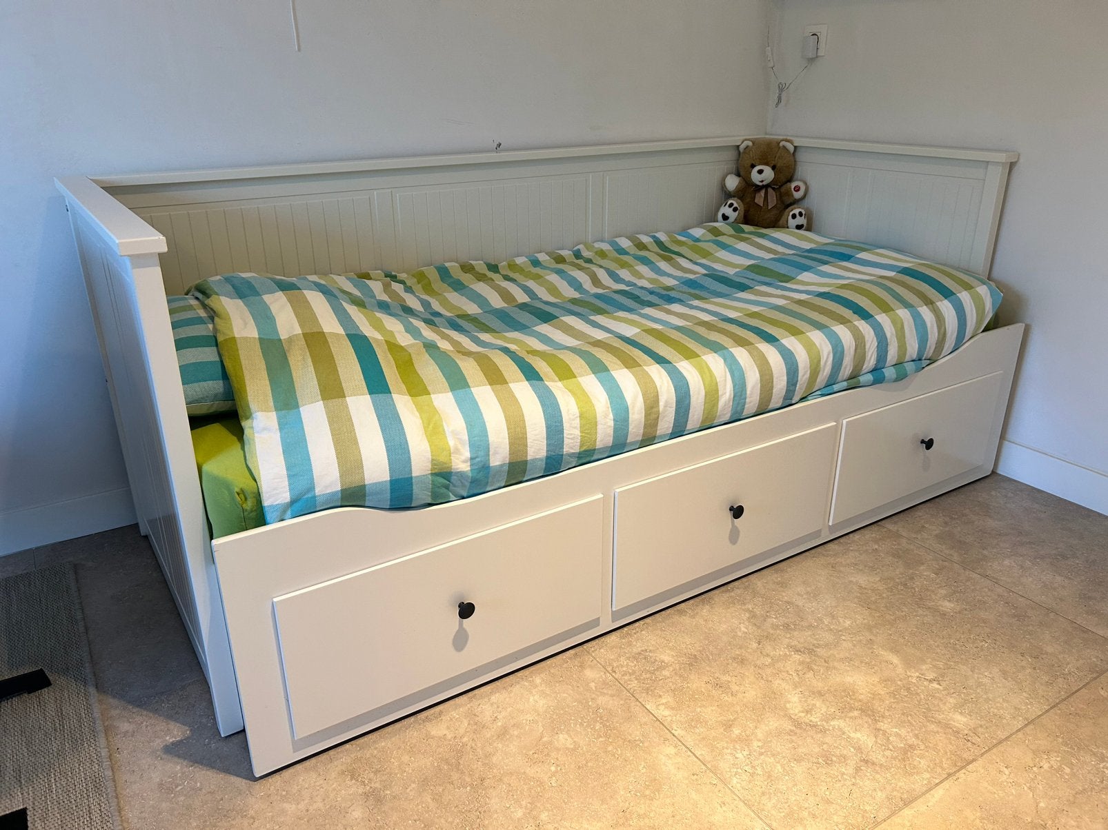 Canapé-lit à 3 tiroirs - 80x200 cm, matelas 90x200 inclus, Une personne, Landelijk, Utilisé, 200 cm