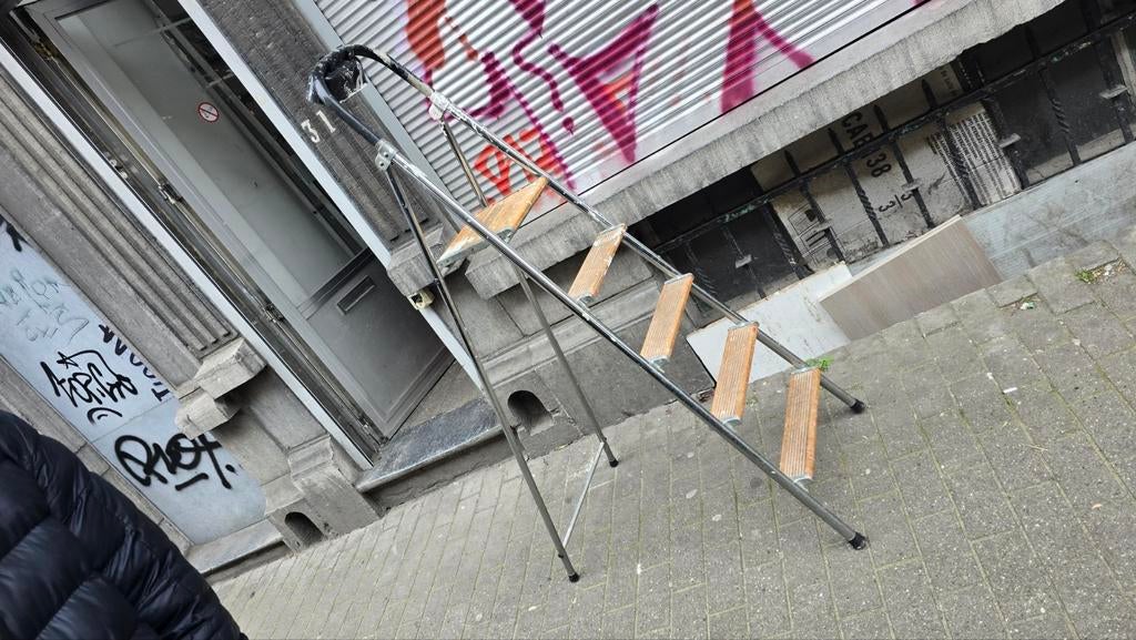 verchroomde metalen ladder met vier laden, stevig, zeer stev, Ophalen of Verzenden