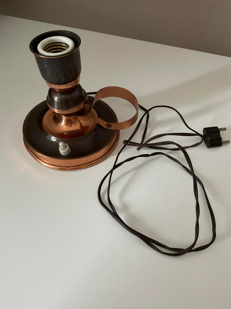 Koperen lamp in de vorm van een kandelaar, Antiek en Kunst, Ophalen of Verzenden