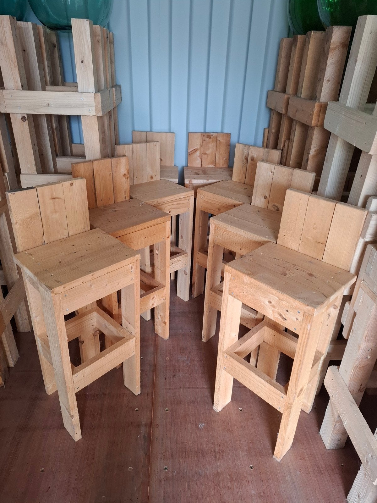 Houten tuin & barkruk! Lichte uitvoering! 8 stuks v 200 euro, Tuin en Terras, Ophalen