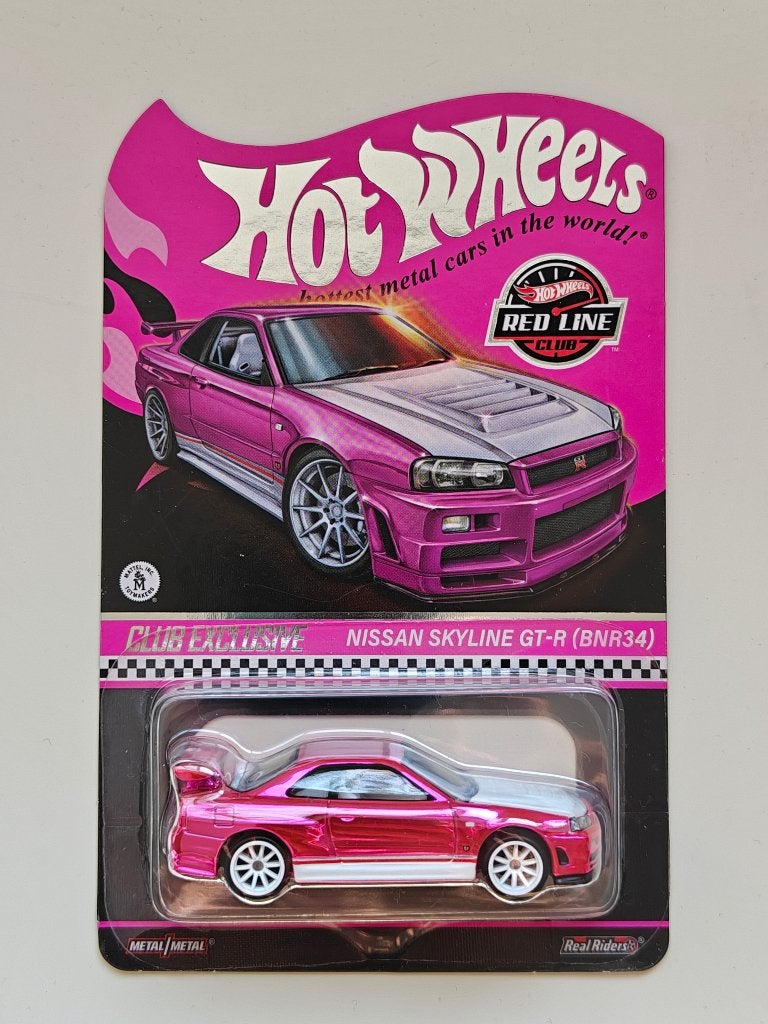 Hot Wheels RLC Nissan Skyline GT-R BNR34 Pink Red Line Club, Hobby en Vrije tijd, Ophalen of Verzenden, Gebruikt, Auto