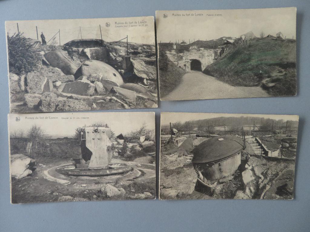 4 kaarten Ruines fort van Loncin WO1, Verzamelen, Verzenden, Overige soorten, Overige typen