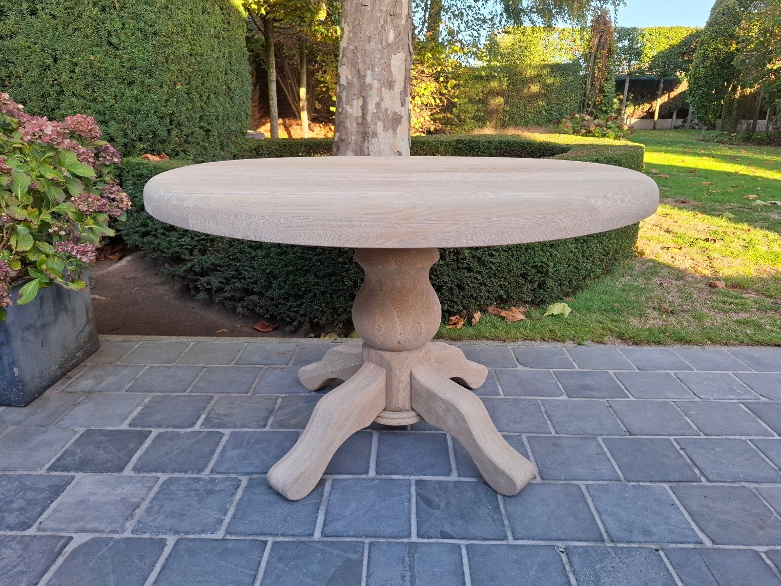 Volledig massief eiken ronde eettafel. Geluchtgomd., Ophalen of Verzenden