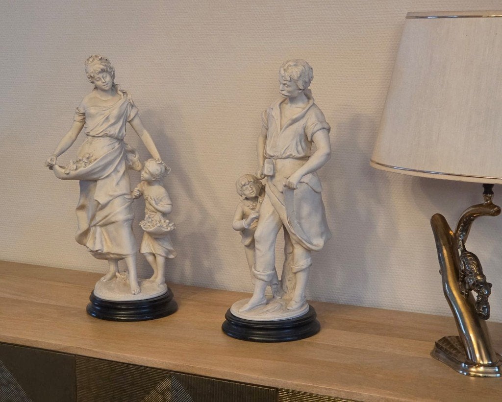Koppel Grote Zware Beelden Vrouw & Man met Kinderen, Enlèvement ou Envoi