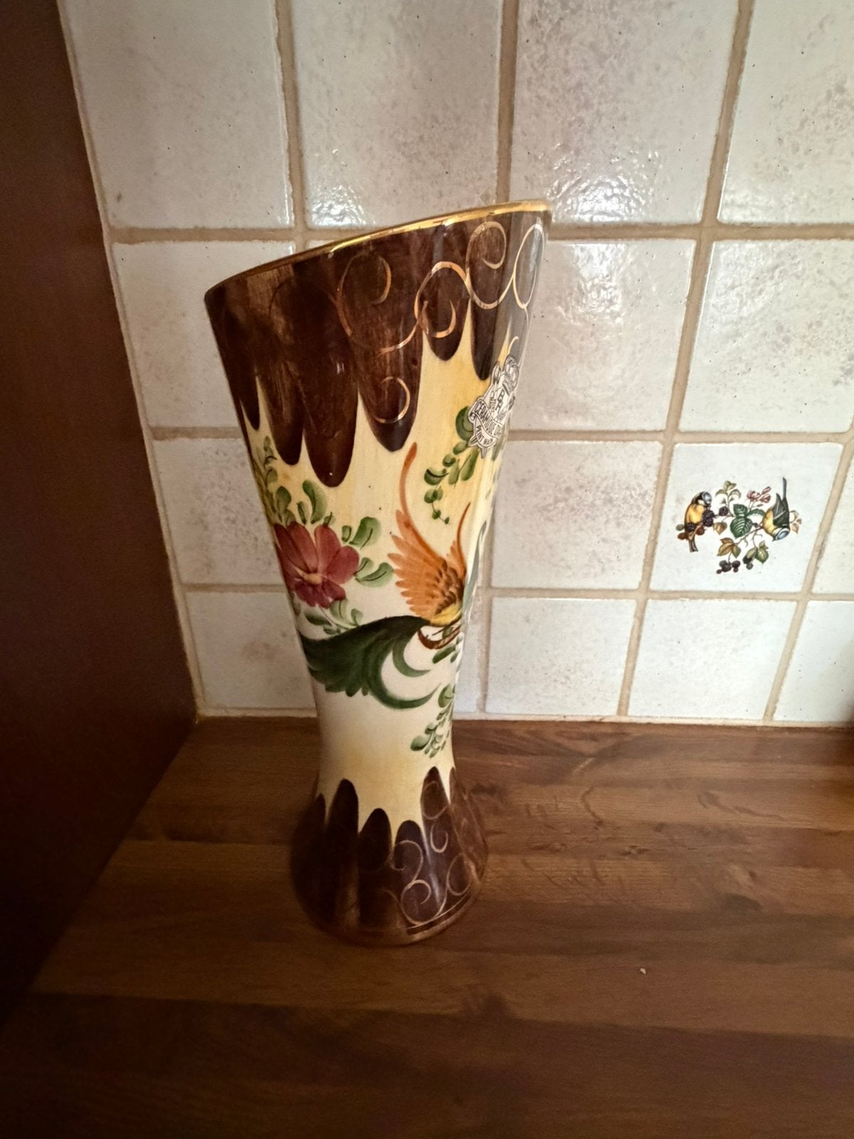 Vintage H. Bequet vaas – Belgisch handbeschilderde keramiek, Antiek en Kunst, Ophalen